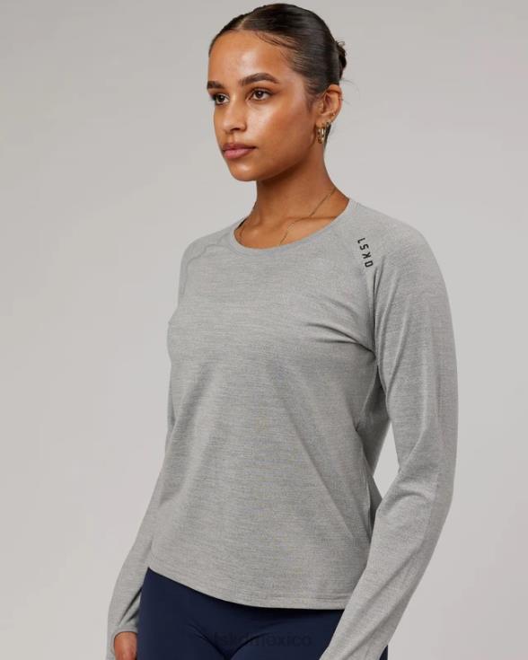 Camiseta Perform vapourflx ls - lt gris marga mujer LSKD VP42D281 vestir