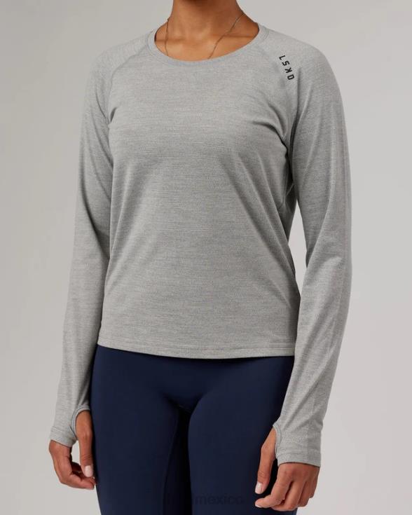 Camiseta Perform vapourflx ls - lt gris marga mujer LSKD VP42D281 vestir