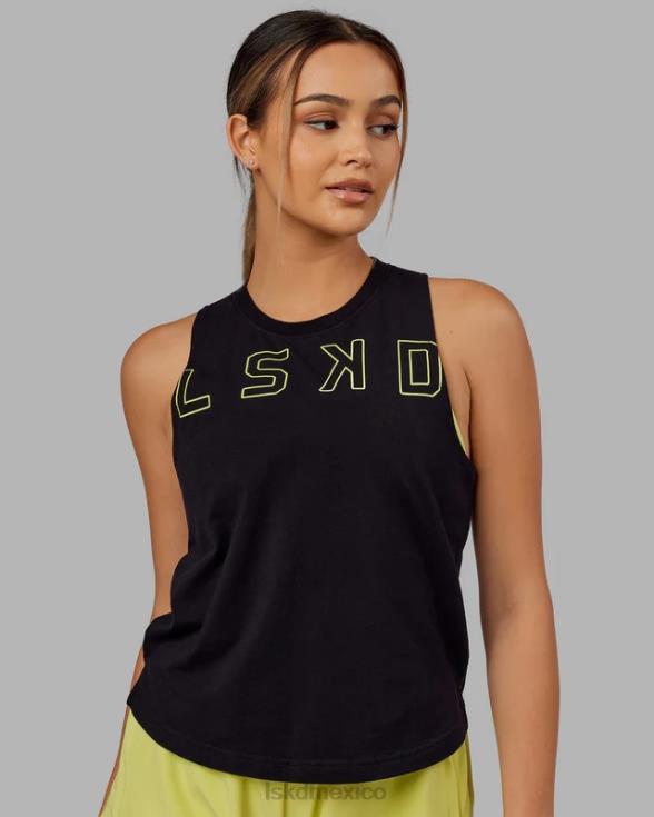 Camiseta sin mangas Expand flxcotton - negro-verde cítrico mujer LSKD VP42D166 vestir