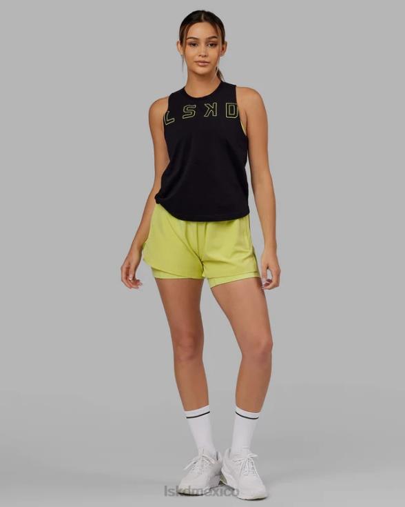 Camiseta sin mangas Expand flxcotton - negro-verde cítrico mujer LSKD VP42D166 vestir