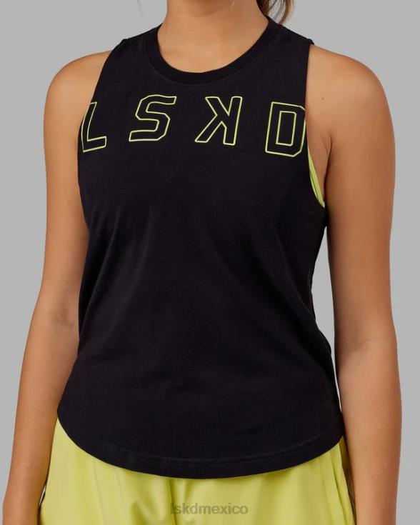 Camiseta sin mangas Expand flxcotton - negro-verde cítrico mujer LSKD VP42D166 vestir