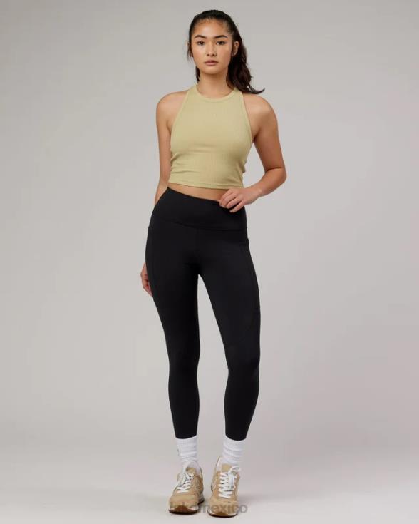 Camiseta sin mangas acanalada Squad - Caqui pálido mujer LSKD VP42D196 vestir