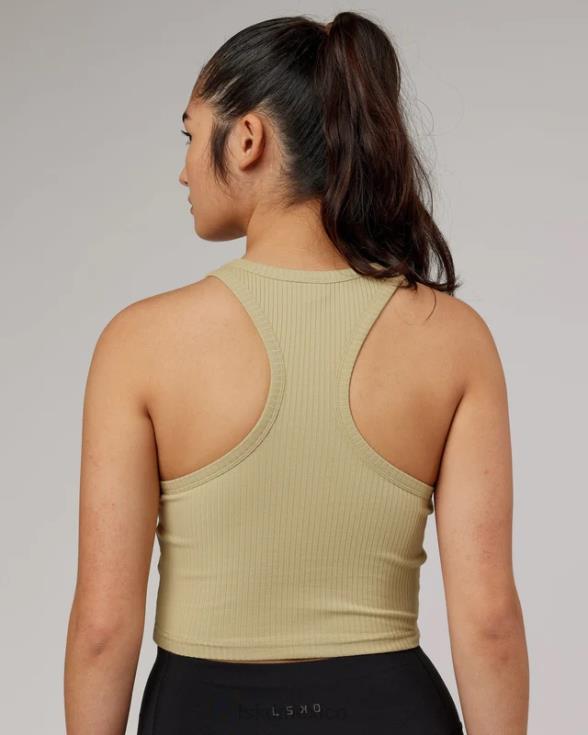 Camiseta sin mangas acanalada Squad - Caqui pálido mujer LSKD VP42D196 vestir