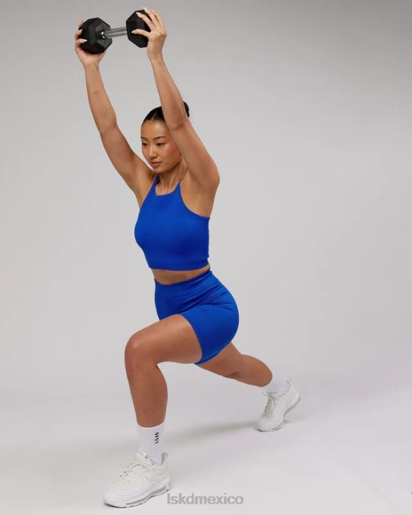 Camiseta sin mangas acanalada minimalista sin costuras - azul fuerte mujer LSKD VP42D201 vestir