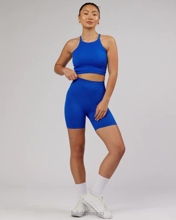 Camiseta sin mangas acanalada minimalista sin costuras - azul fuerte mujer LSKD VP42D201 vestir