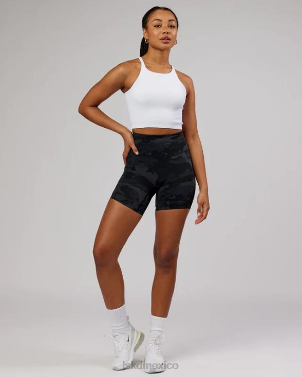 Camiseta sin mangas acanalada minimalista sin costuras - blanco mujer LSKD VP42D146 vestir