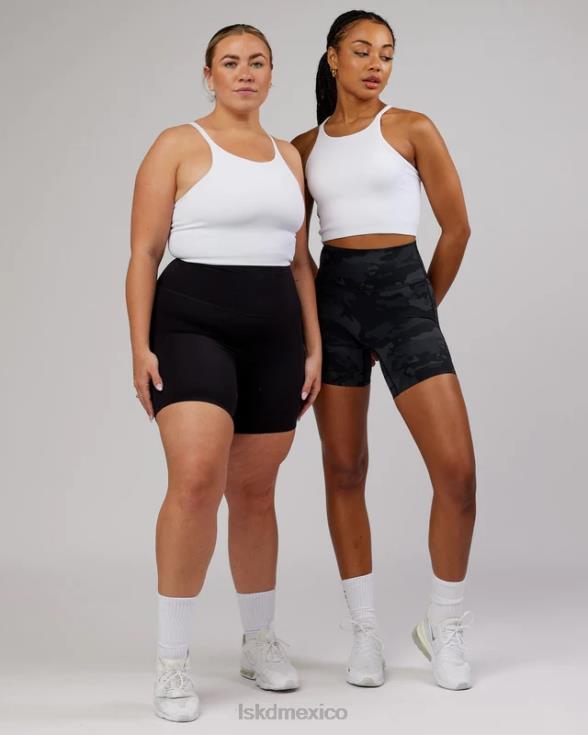 Camiseta sin mangas acanalada minimalista sin costuras - blanco mujer LSKD VP42D146 vestir