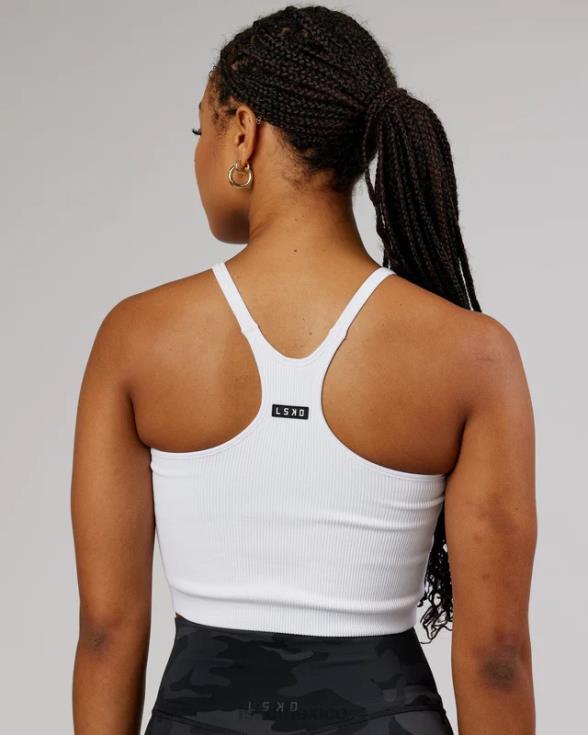 Camiseta sin mangas acanalada minimalista sin costuras - blanco mujer LSKD VP42D146 vestir