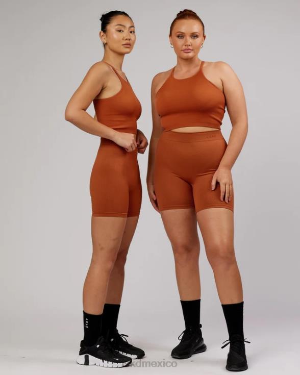 Camiseta sin mangas acanalada minimalista sin costuras - castaño rojizo mujer LSKD VP42D202 vestir