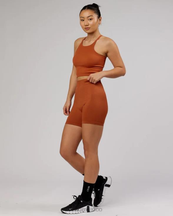 Camiseta sin mangas acanalada minimalista sin costuras - castaño rojizo mujer LSKD VP42D202 vestir