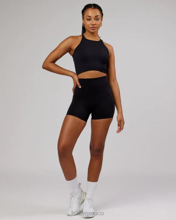 Camiseta sin mangas acanalada minimalista sin costuras - negro mujer LSKD VP42D130 vestir