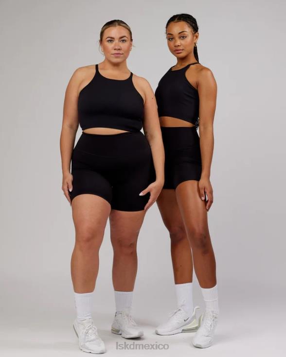 Camiseta sin mangas acanalada minimalista sin costuras - negro mujer LSKD VP42D130 vestir