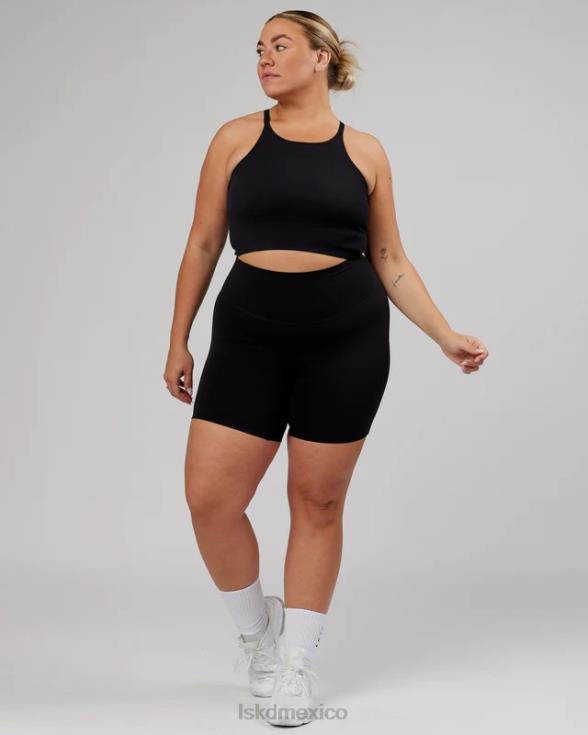 Camiseta sin mangas acanalada minimalista sin costuras - negro mujer LSKD VP42D130 vestir