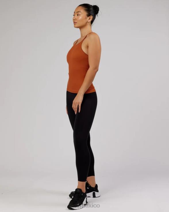 Camiseta sin mangas acanalada sin costuras minimalista - castaño rojizo mujer LSKD VP42D209 vestir