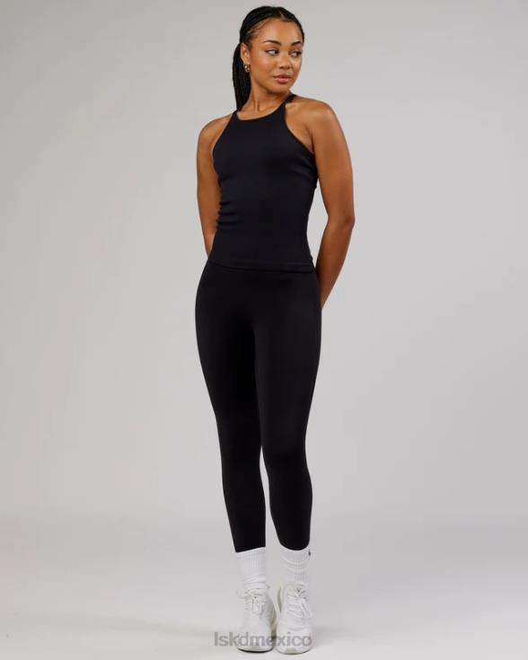 Camiseta sin mangas acanalada sin costuras minimalista - negro mujer LSKD VP42D124 vestir