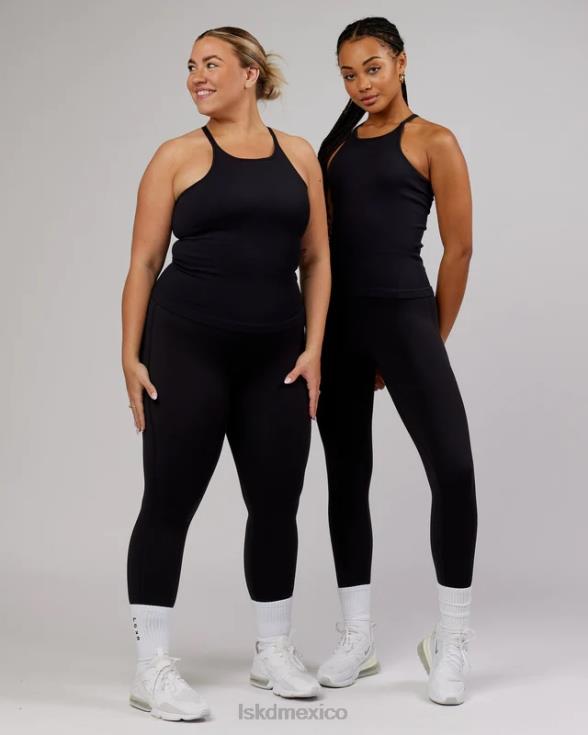 Camiseta sin mangas acanalada sin costuras minimalista - negro mujer LSKD VP42D124 vestir