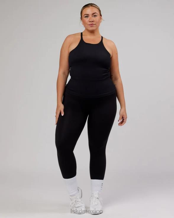 Camiseta sin mangas acanalada sin costuras minimalista - negro mujer LSKD VP42D124 vestir