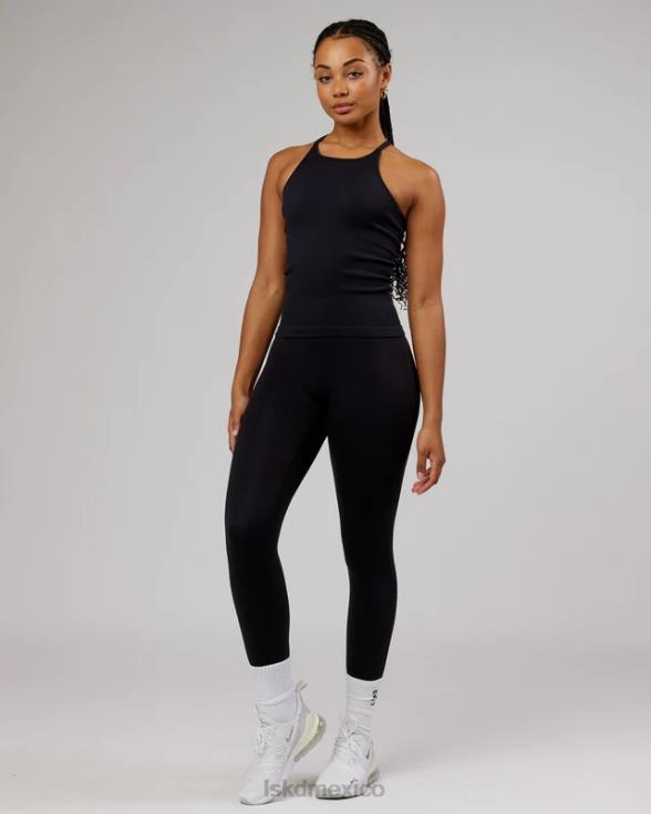 Camiseta sin mangas acanalada sin costuras minimalista - negro mujer LSKD VP42D124 vestir