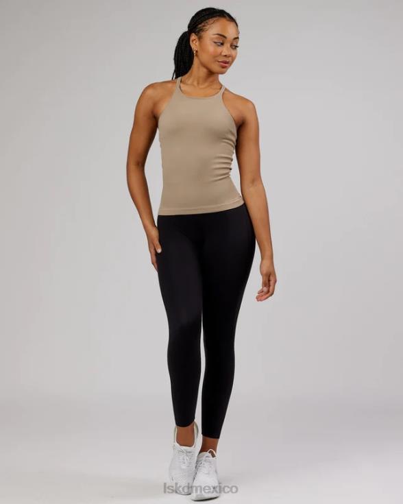 Camiseta sin mangas acanalada sin costuras minimalista - taupe mujer LSKD VP42D210 vestir