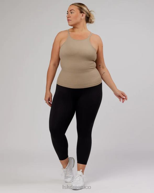 Camiseta sin mangas acanalada sin costuras minimalista - taupe mujer LSKD VP42D210 vestir