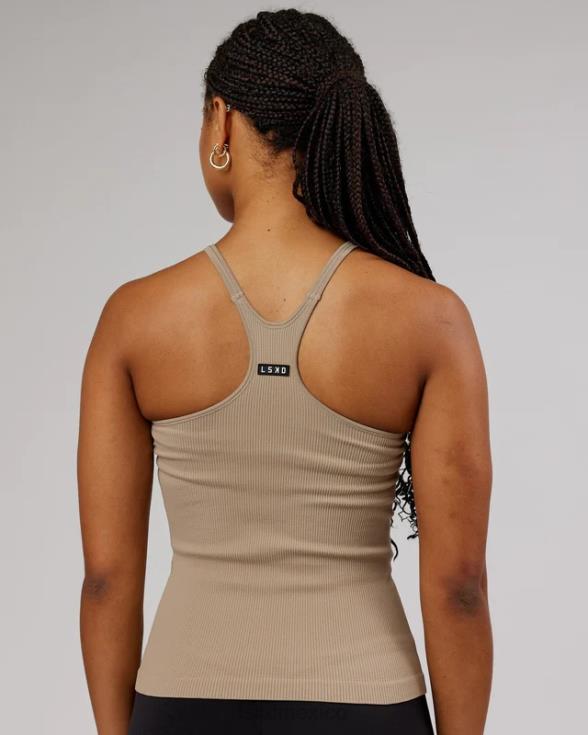 Camiseta sin mangas acanalada sin costuras minimalista - taupe mujer LSKD VP42D210 vestir