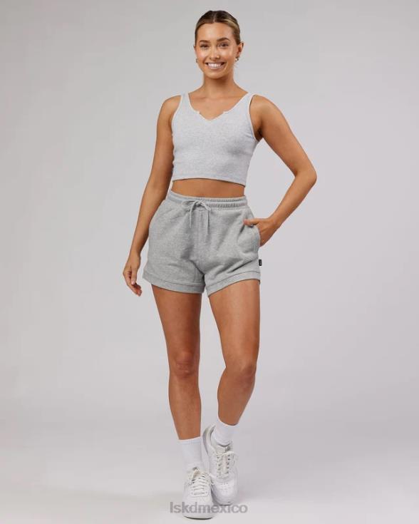 Camiseta sin mangas con cuello en V y canalé - lt grey marl mujer LSKD VP42D189 vestir