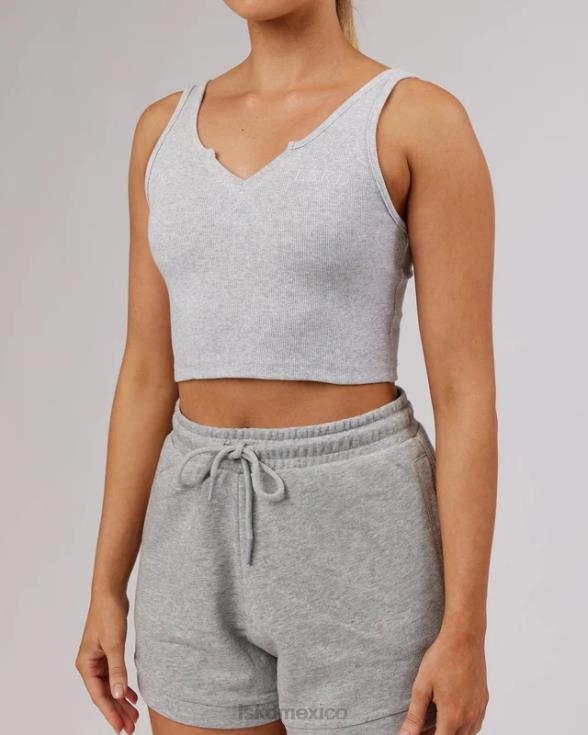 Camiseta sin mangas con cuello en V y canalé - lt grey marl mujer LSKD VP42D189 vestir