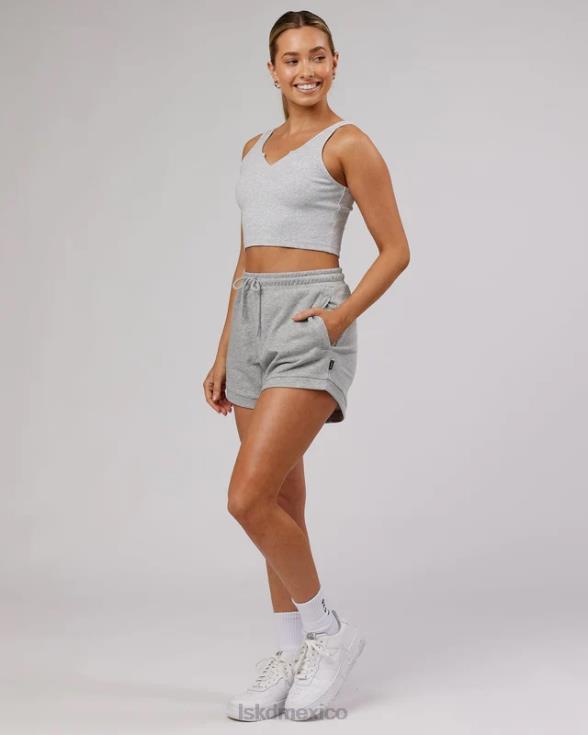 Camiseta sin mangas con cuello en V y canalé - lt grey marl mujer LSKD VP42D189 vestir