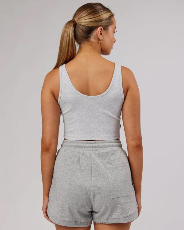 Camiseta sin mangas con cuello en V y canalé - lt grey marl mujer LSKD VP42D189 vestir