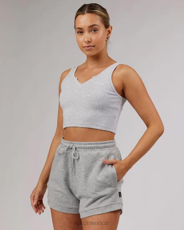 Camiseta sin mangas con cuello en V y canalé - lt grey marl mujer LSKD VP42D189 vestir