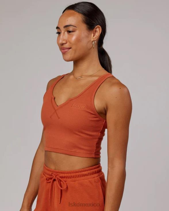 Camiseta sin mangas de canalé con cuello en V - Auburn mujer LSKD VP42D191 vestir