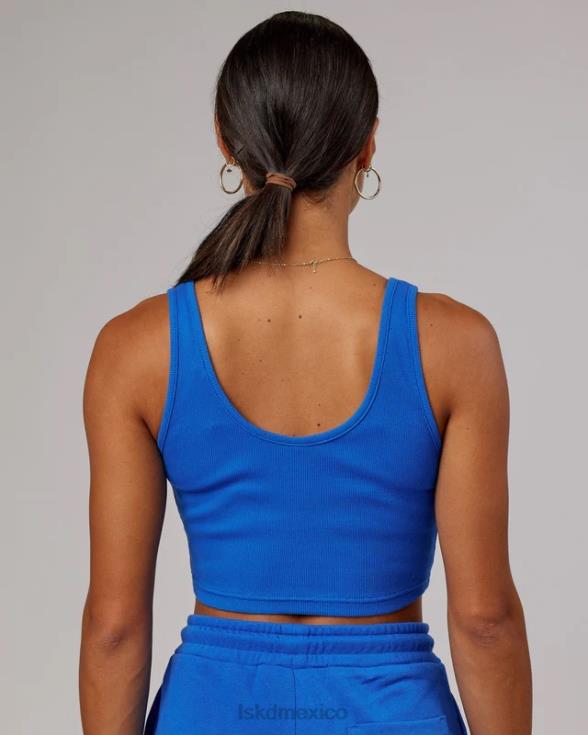 Camiseta sin mangas de canalé con cuello en V - azul fuerte mujer LSKD VP42D188 vestir