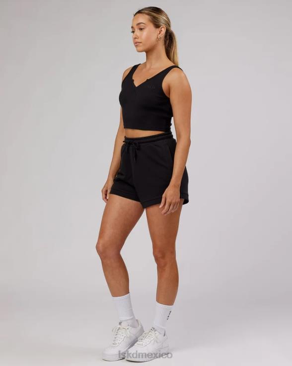 Camiseta sin mangas de canalé con cuello en V - negro mujer LSKD VP42D192 vestir