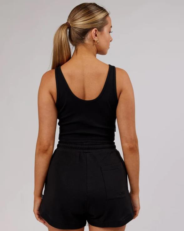 Camiseta sin mangas de canalé con cuello en V - negro mujer LSKD VP42D192 vestir