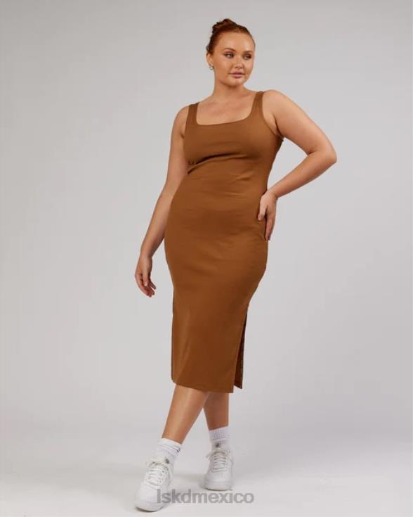 Vestido de tirantes de canalé Ava - camel mujer LSKD VP42D503 vestir