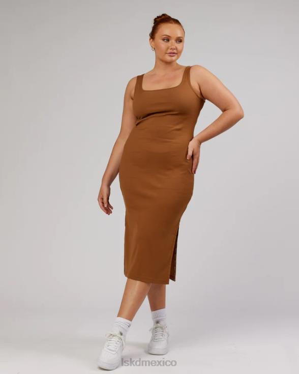 Vestido de tirantes de canalé Ava - camel mujer LSKD VP42D503 vestir