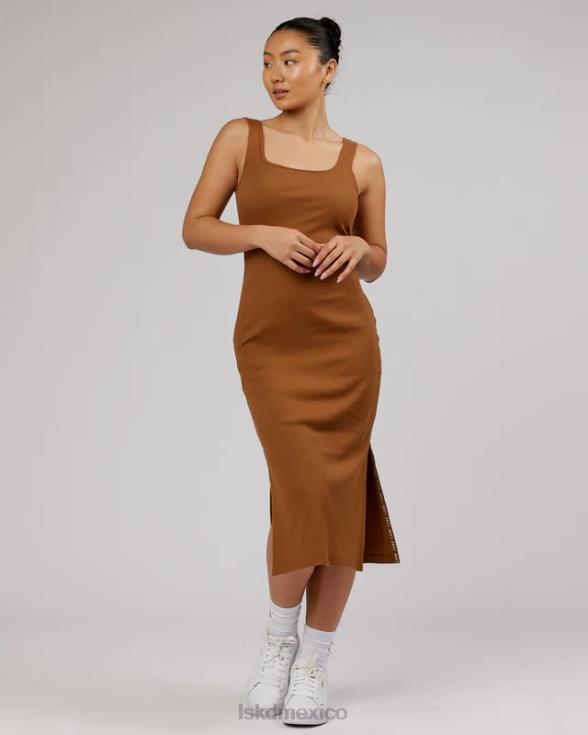 Vestido de tirantes de canalé Ava - camel mujer LSKD VP42D503 vestir