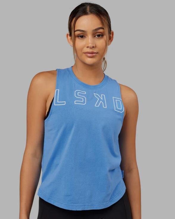 camiseta sin mangas expand flxcotton - azul celeste-blanco mujer LSKD VP42D159 vestir