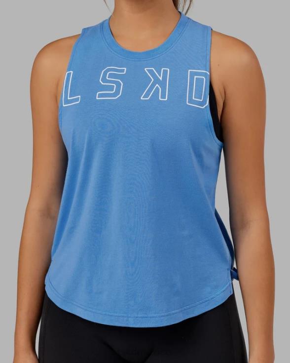 camiseta sin mangas expand flxcotton - azul celeste-blanco mujer LSKD VP42D159 vestir