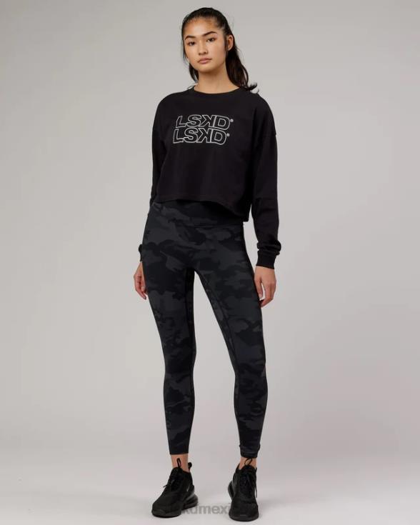 camiseta stacks up ls - negro mujer LSKD VP42D306 vestir