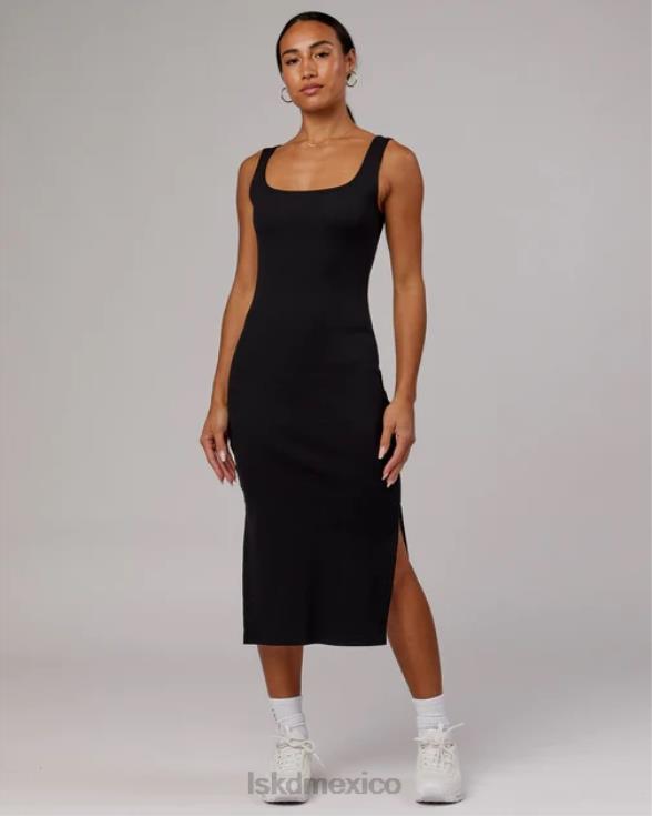vestido de tirantes de canalé ava - negro mujer LSKD VP42D504 vestir