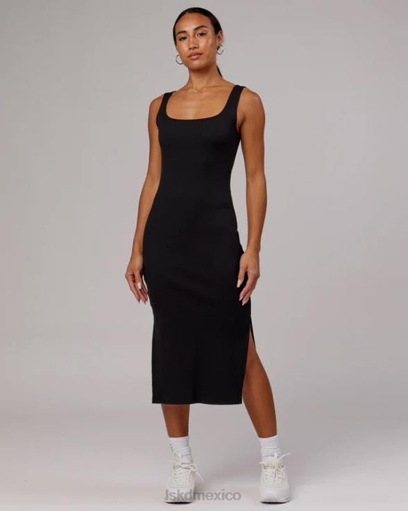 vestido de tirantes de canalé ava - negro mujer LSKD VP42D504 vestir