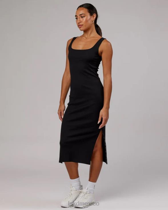 vestido de tirantes de canalé ava - negro mujer LSKD VP42D504 vestir