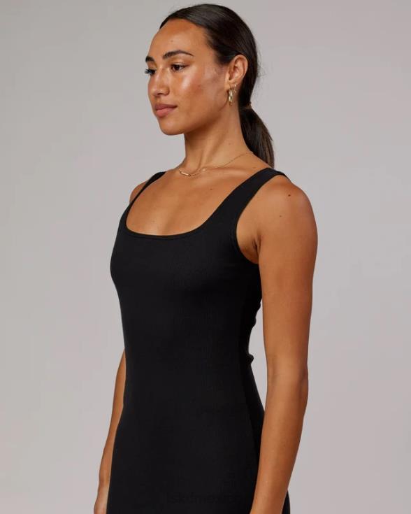 vestido de tirantes de canalé ava - negro mujer LSKD VP42D504 vestir