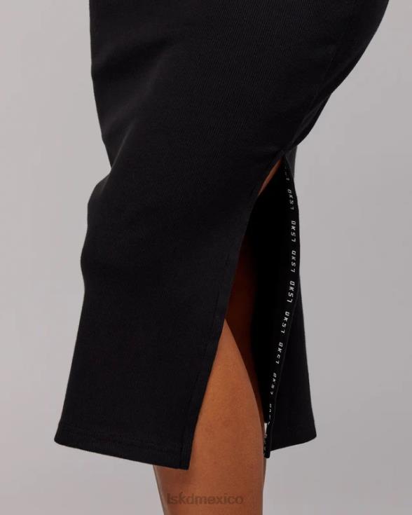 vestido de tirantes de canalé ava - negro mujer LSKD VP42D504 vestir