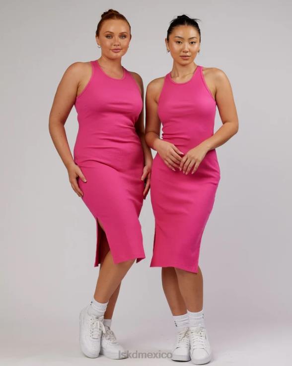 vestido sin mangas de canalé ella - magenta mujer LSKD VP42D500 vestir