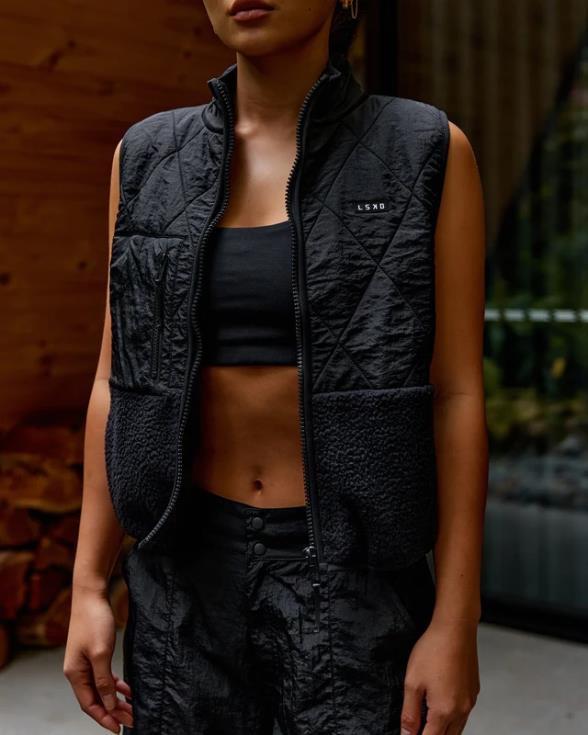 Chaleco acolchado con pico - negro mujer LSKD VP42D472 vestir