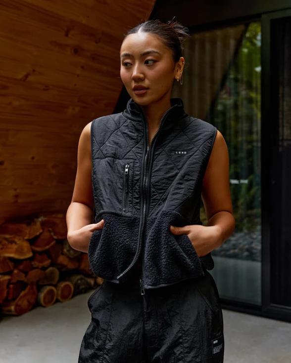 Chaleco acolchado con pico - negro mujer LSKD VP42D472 vestir