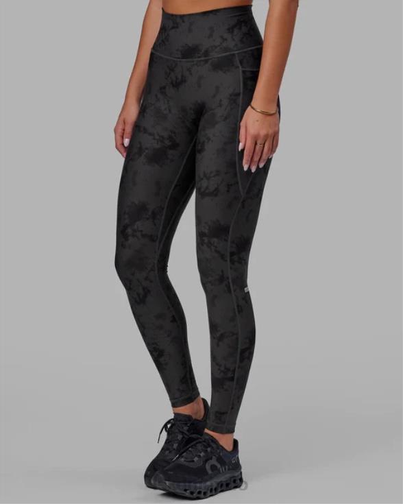 Legging largo fusion - teñido anudado negro mujer LSKD VP42D599 vestir