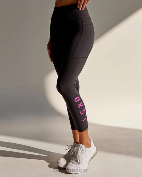 Legging rep 7/8 de largo - negro-magenta neón mujer LSKD VP42D601 vestir